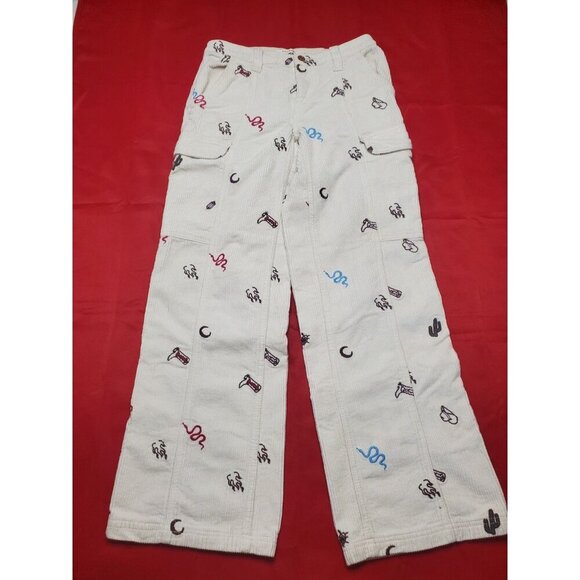 PacSun Desert Cowboy Corduroy Embroidered Baggy Cargo Elastic Waist Pant-Size S - Picture 1 of 14